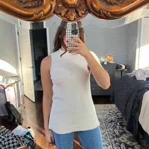 Elegant White Sleeveless Knit Top